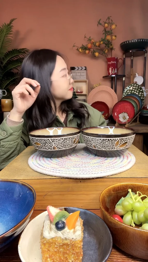 陶瓷6.3英寸树叶面碗 2件 微瑕疵