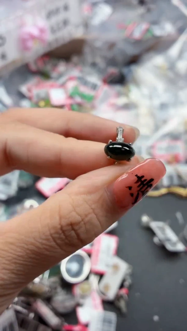 银S925镶嵌戒指翡翠天然A货缅甸翡翠