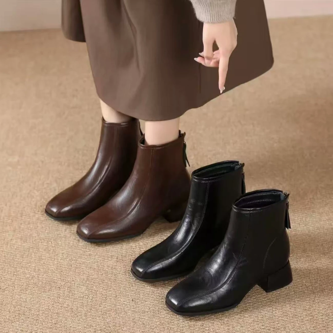 【品牌力荐】秋冬上新百搭时尚加绒加厚舒适高级设计感靴子188