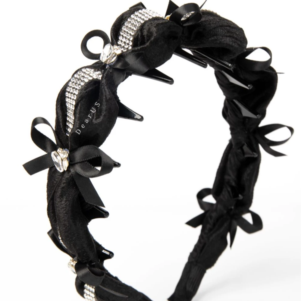 DEARUS茜茜公主布艺发箍复古手工头饰发饰气质简约宽边黑色百搭