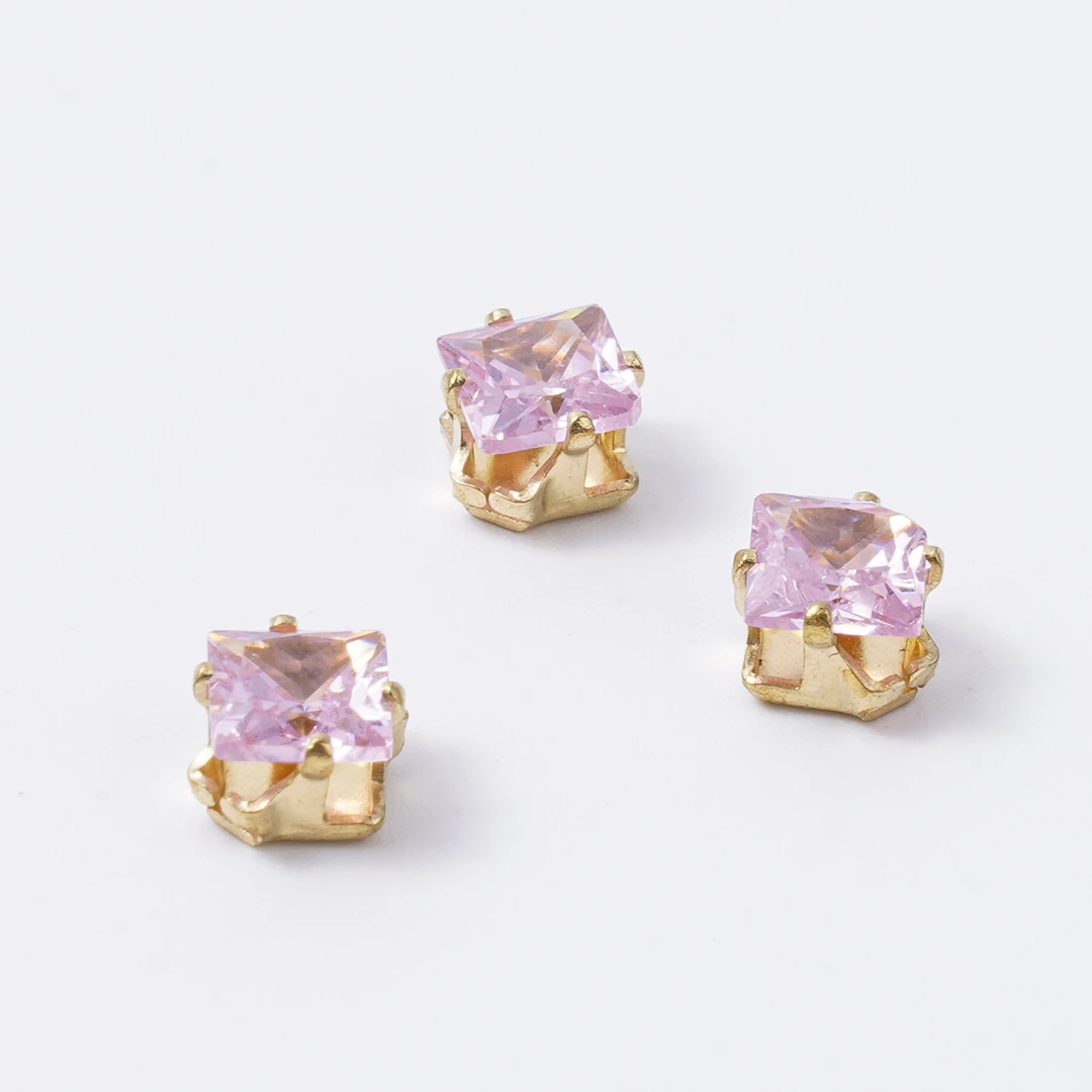 【厂家直销】锆石按爪DIY宝石饰品配件有空铜底可电镀