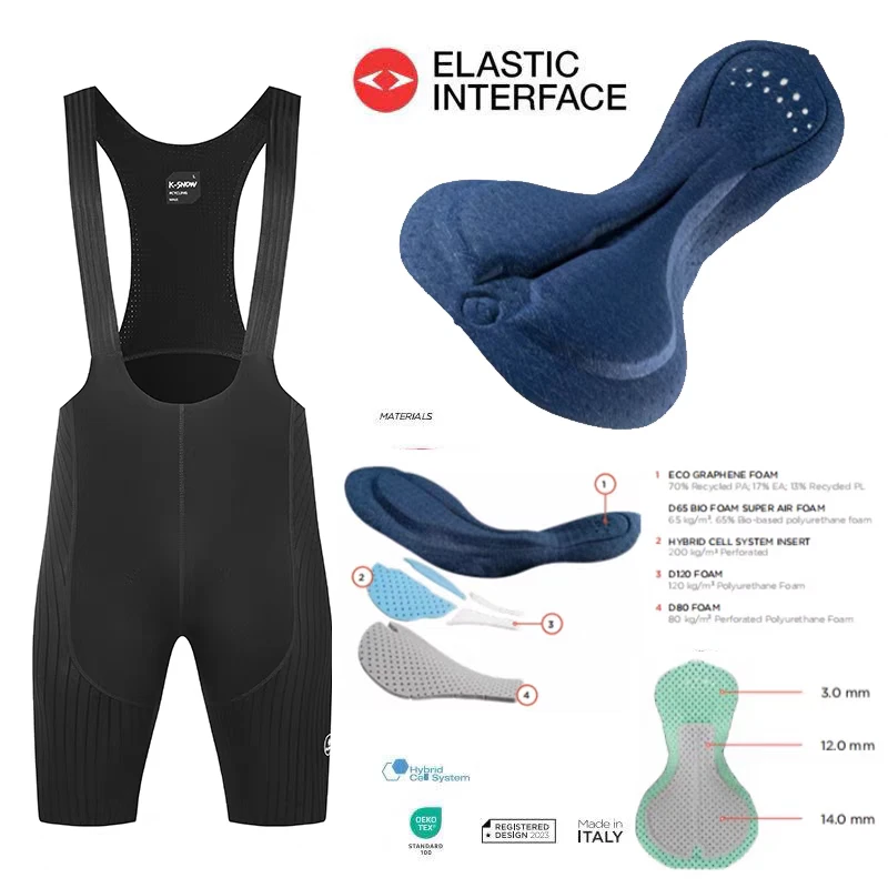 新品K-SNOW气动骑行裤正品意大利双箭头200密度石墨烯版男款