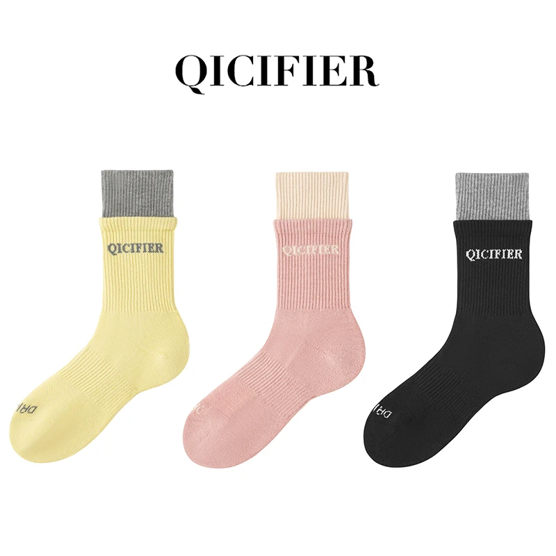 四季双层设计感拼色运动袜 02