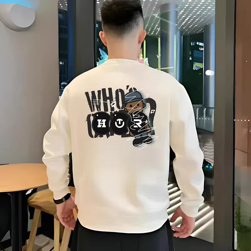 潮牌美式卫衣男士潮流新款春秋冬季痞帅圆领长袖t恤男款加绒加厚