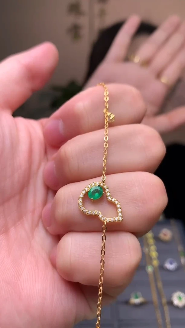 银S925镶嵌手链祖母绿手链