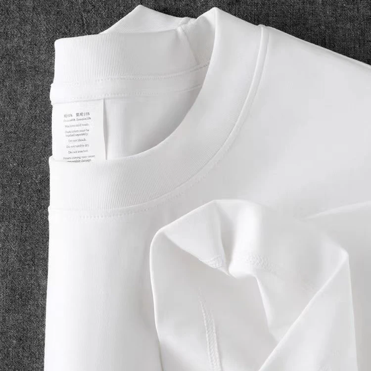 纯白不透优质新疆棉！300g重磅纯棉短袖圆领t恤男女白色基础打底衫
