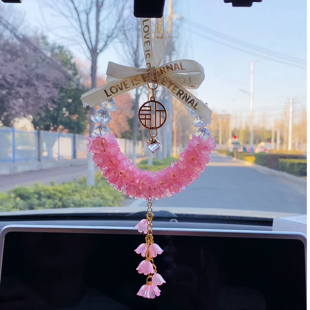 新品车内挂件铃兰花车挂车载吊坠后视镜挂饰2024爆款高档汽车装饰