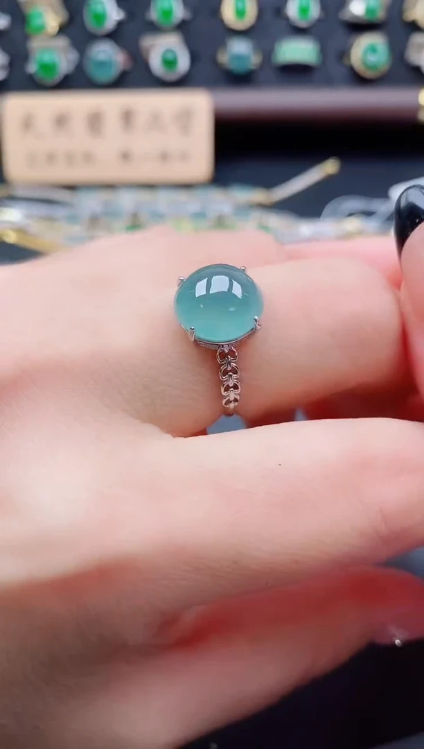 银S925镶嵌戒指翡翠1