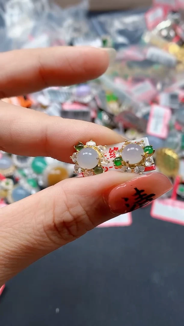 银S925镶嵌戒指翡翠天然A货缅甸翡翠