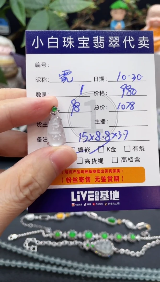 吊坠(不含链)18K金镶嵌翡翠霓*吊坠