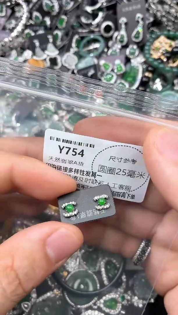 翡翠未镶嵌颈饰Y754耳钉