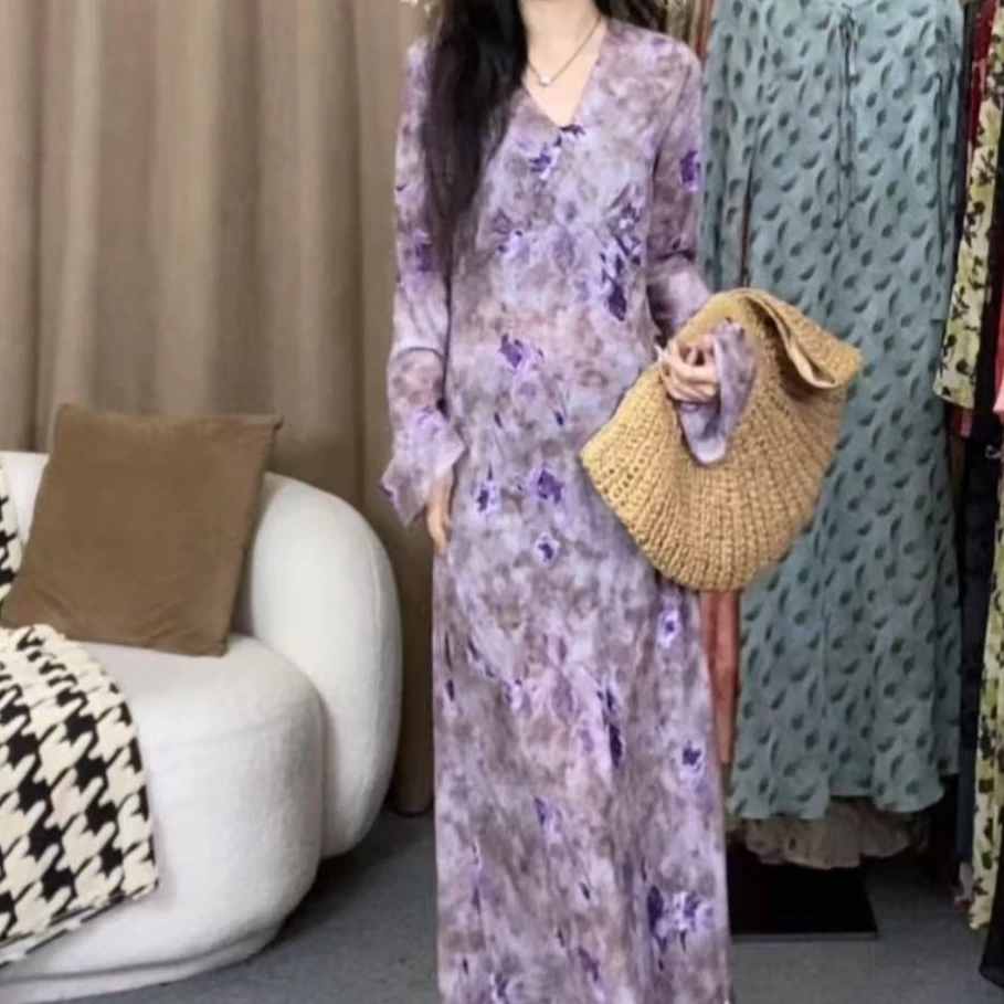 新款花色女人味碎花气质中长款连衣裙YF25178