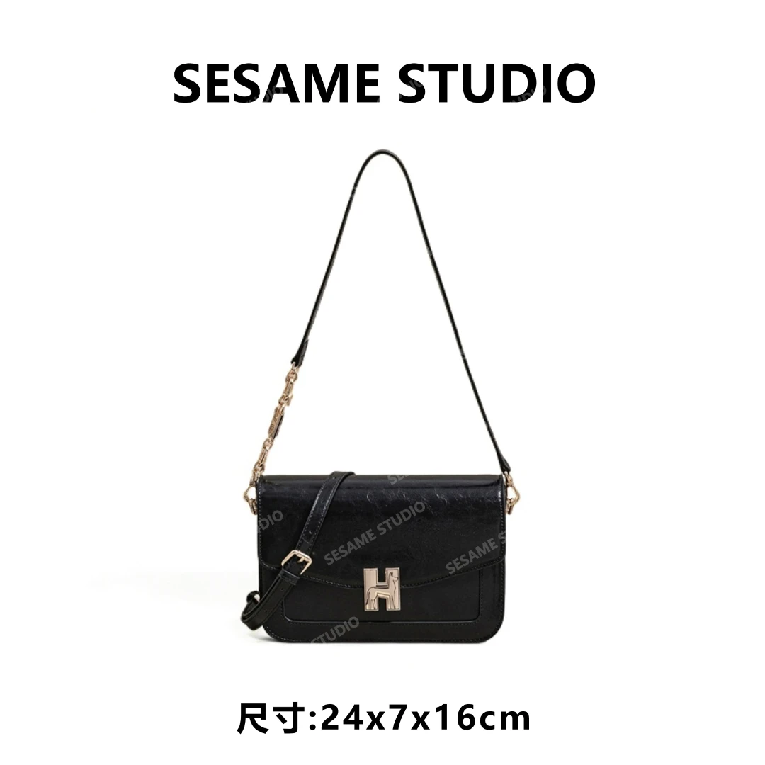 【芝麻集】SK-83301-黑色休闲时尚百搭腋下女包