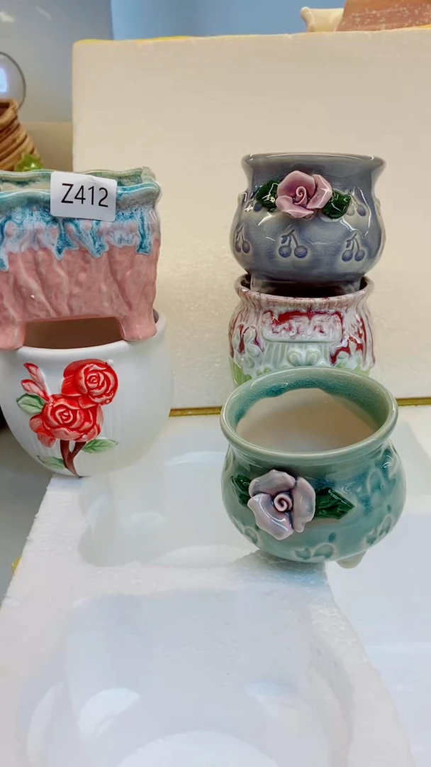 @@陶瓷多肉花盆C15花花世界5件套