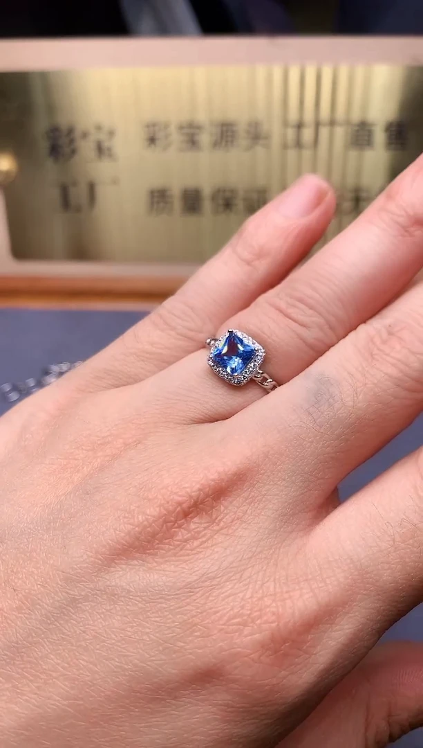 【闪购商品】海蓝宝石戒圈银S925镶嵌........