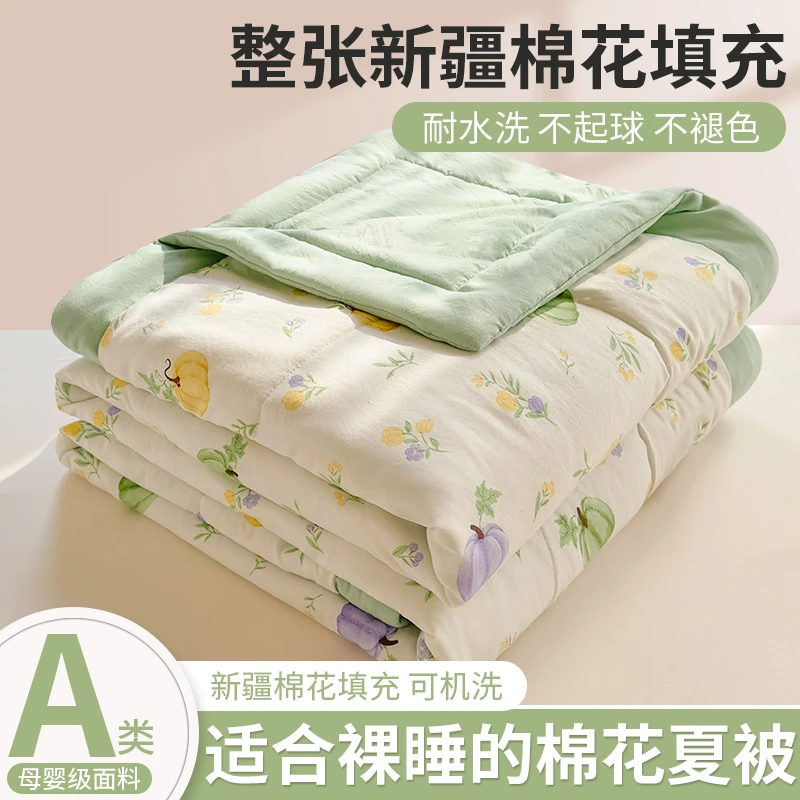 V/雅鹿新疆棉花夏凉被儿童夏被空调被单双人家用被子被芯四季通用