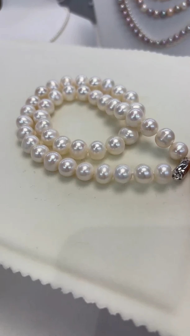 淡水珍珠银S925镶嵌颈饰9.5-10.5mm