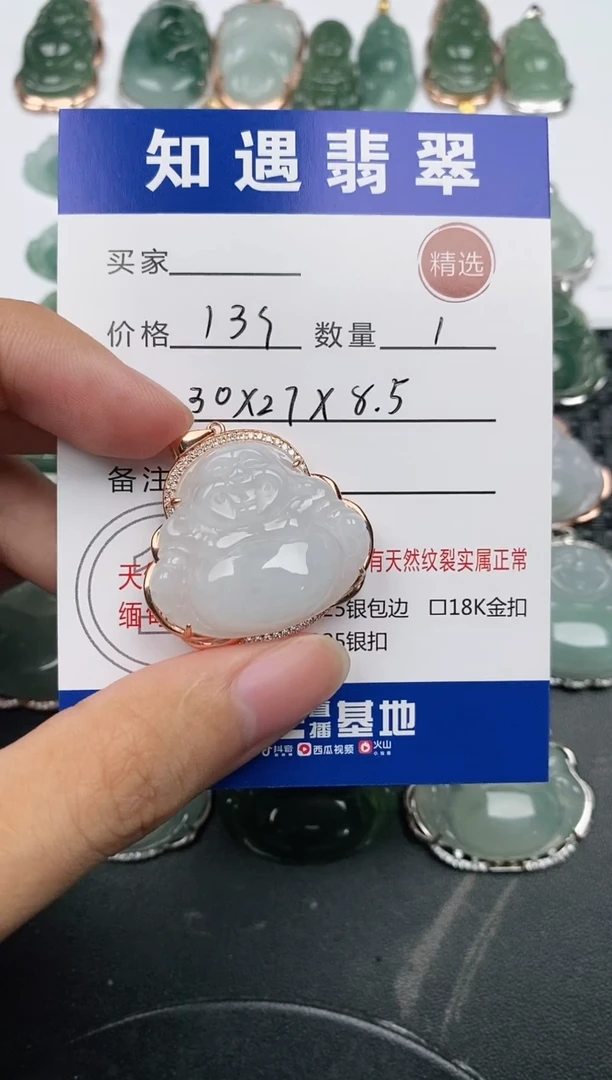 颈饰银S925镶嵌翡翠挂件