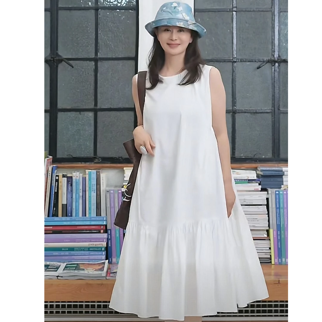 度假裙-米白色王璇原创设计