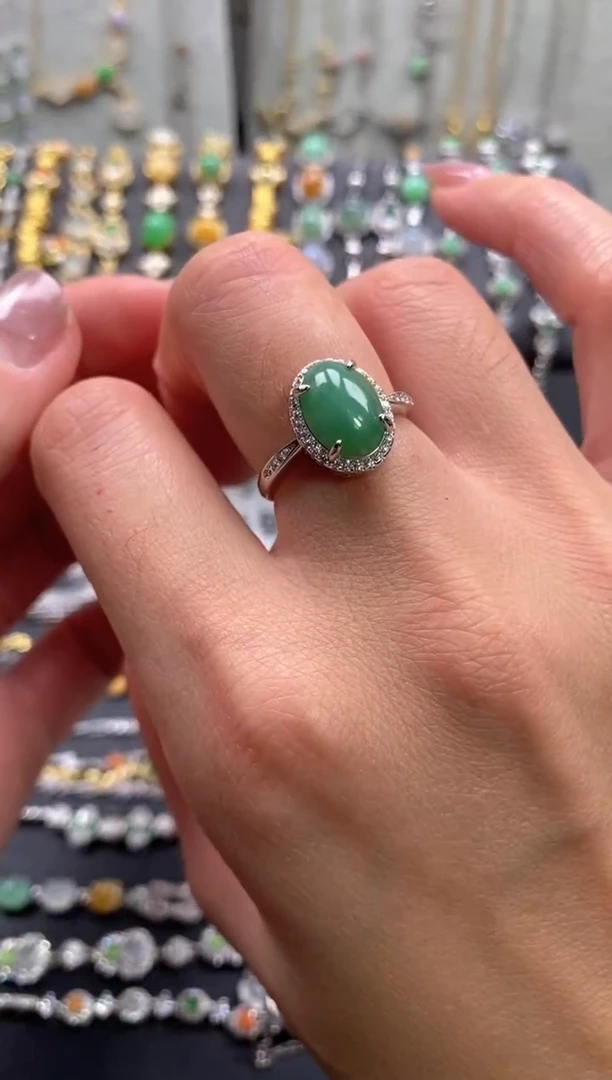 【闪购商品】翡翠戒指银S925镶嵌1111111111     5