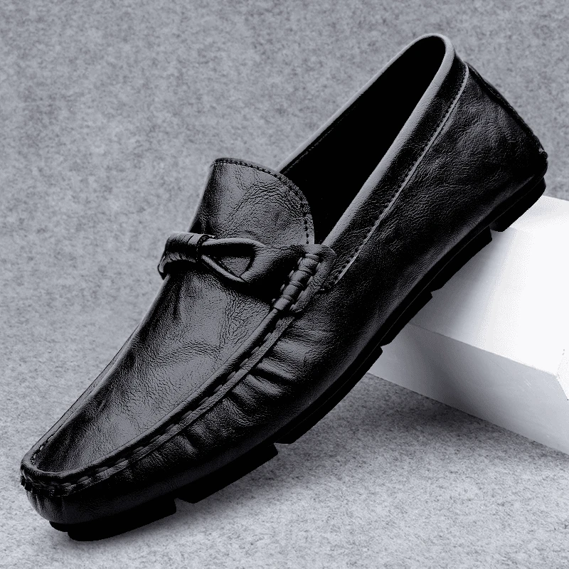 乐福秋冬季一脚蹬韩版真皮男鞋牛皮真皮皮鞋豆豆鞋计划男款鞋子