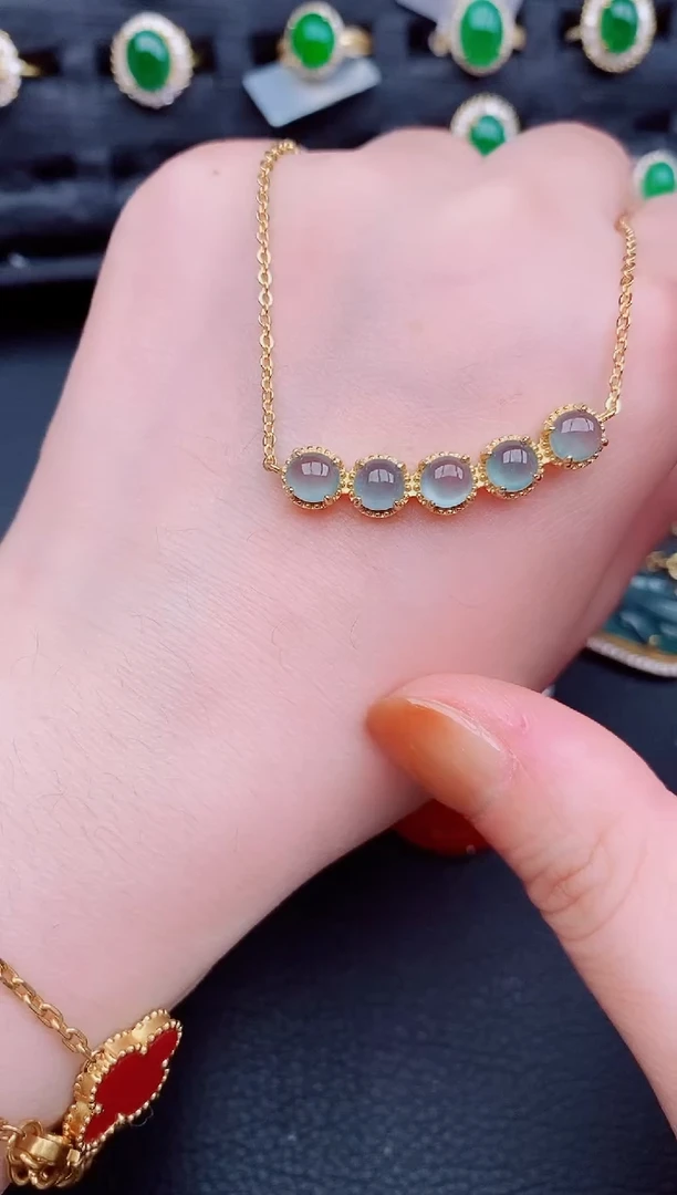 【闪购商品】翡翠颈饰银S925镶嵌天然a货翡翠541