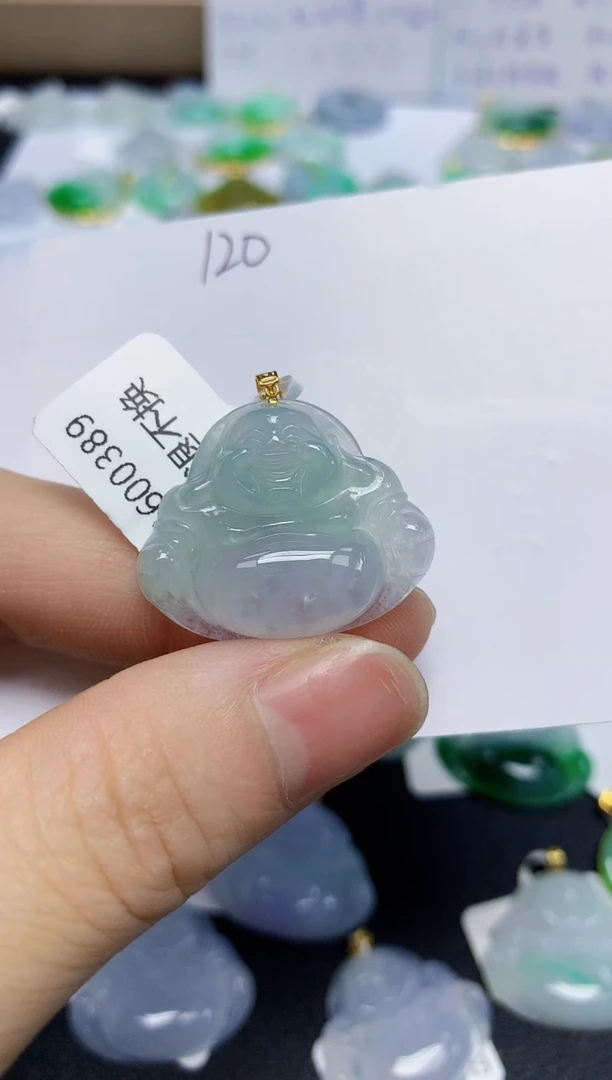 翡翠18K金镶嵌颈饰天然缅甸翡翠A货
