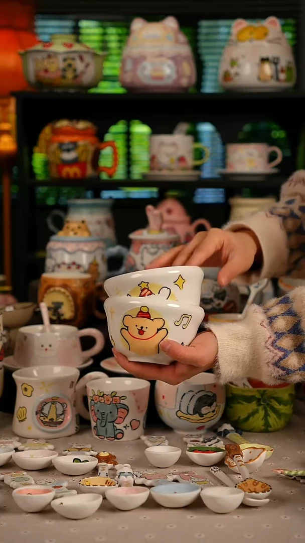 陶瓷无盖款景德镇高温釉下彩纯手绘创意瓷