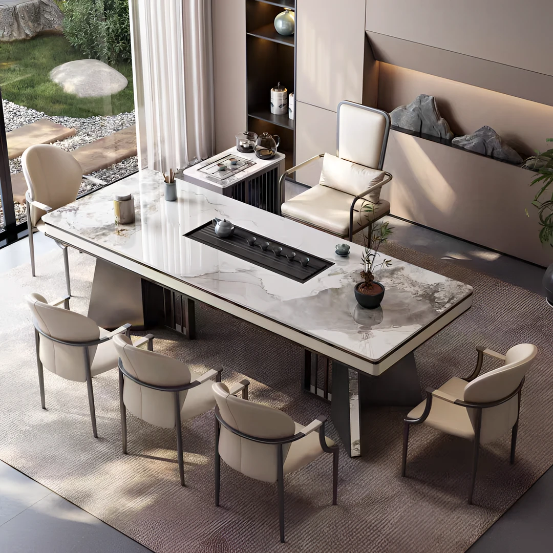 高品质奢石岩板茶桌椅茶台客厅阳台办公室泡茶桌烧水壶一体式茶桌