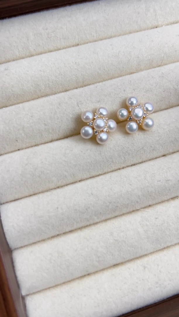 未镶嵌21淡水珍珠小花*耳钉