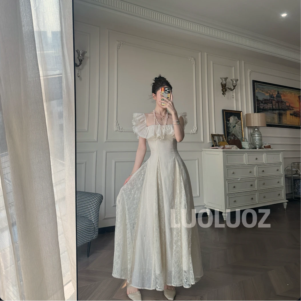 【现货】LUOLUOZ【向阳仙境】法式气质仙气女神范收腰长款连衣裙cc070