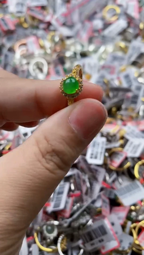 翡翠银S925镶嵌戒指44444---8