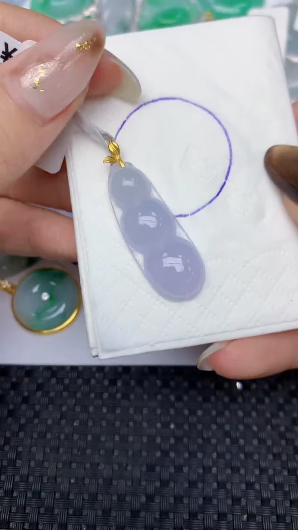 颈饰18K金镶嵌翡翠天然缅甸翡翠a货百元以上9元证书费自理