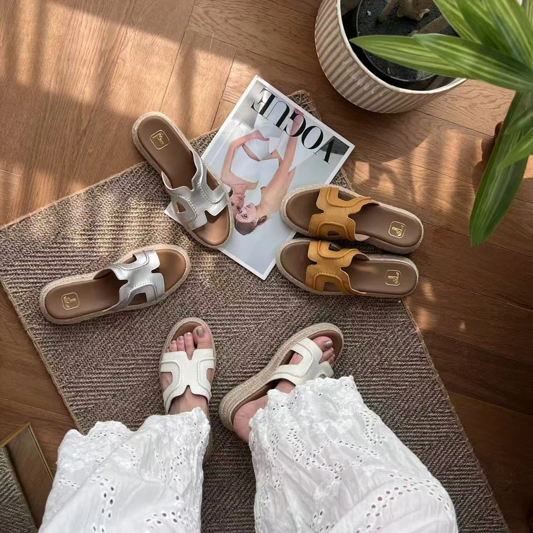TS凉鞋2025夏季新款厚底舒适时尚百搭外穿休闲增高小香风女士拖鞋