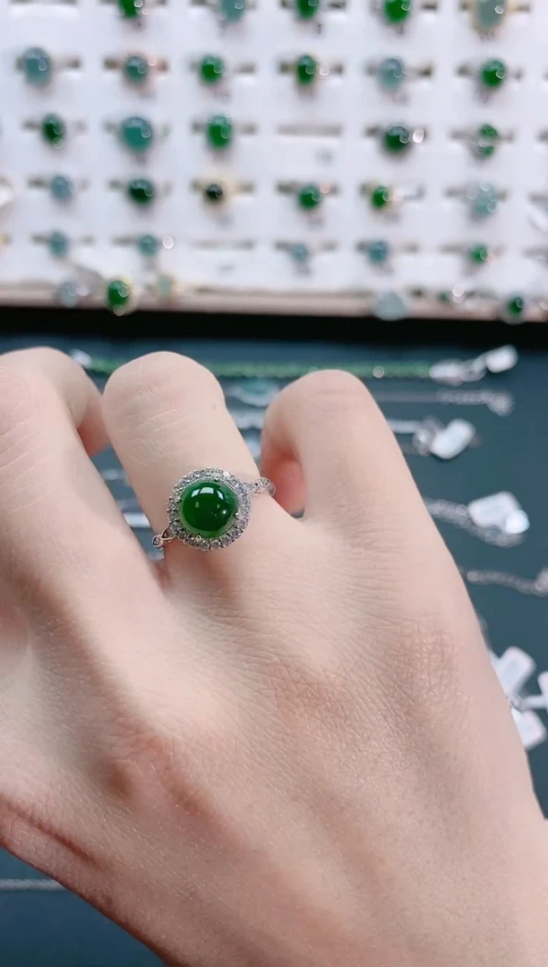 【闪购商品】翡翠戒指银S925镶嵌天然翡翠