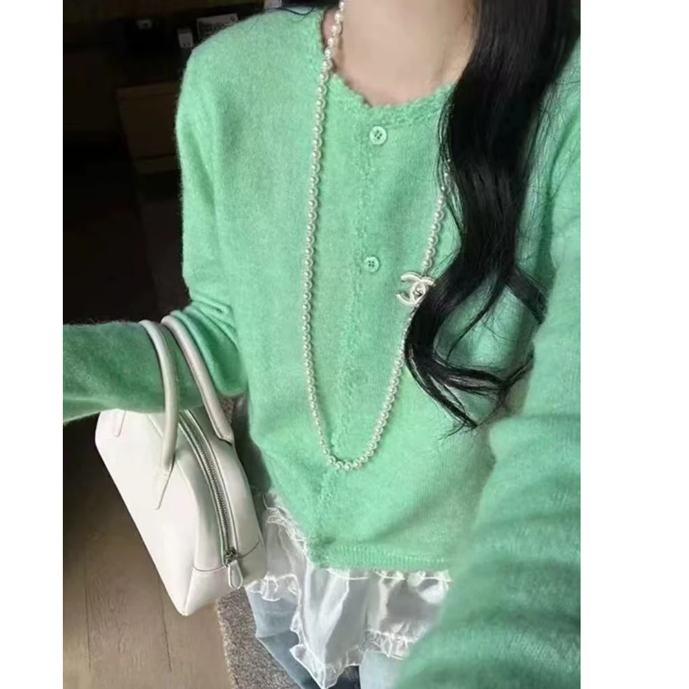 绿色外套韩系毛衣宽松套头女休闲洋气针织衫