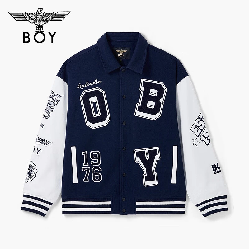 BOYLONDON秋冬情侣长袖潮流印花休闲时尚棒球服夹克外套N12003