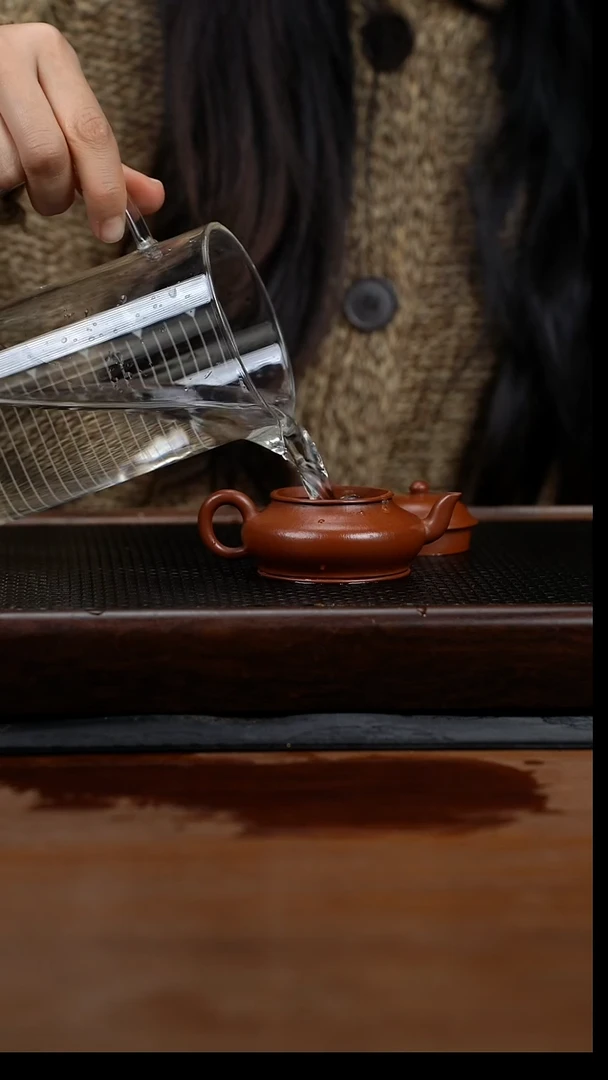 茶壶紫砂60cc小煤窑原矿朱泥扁灯30