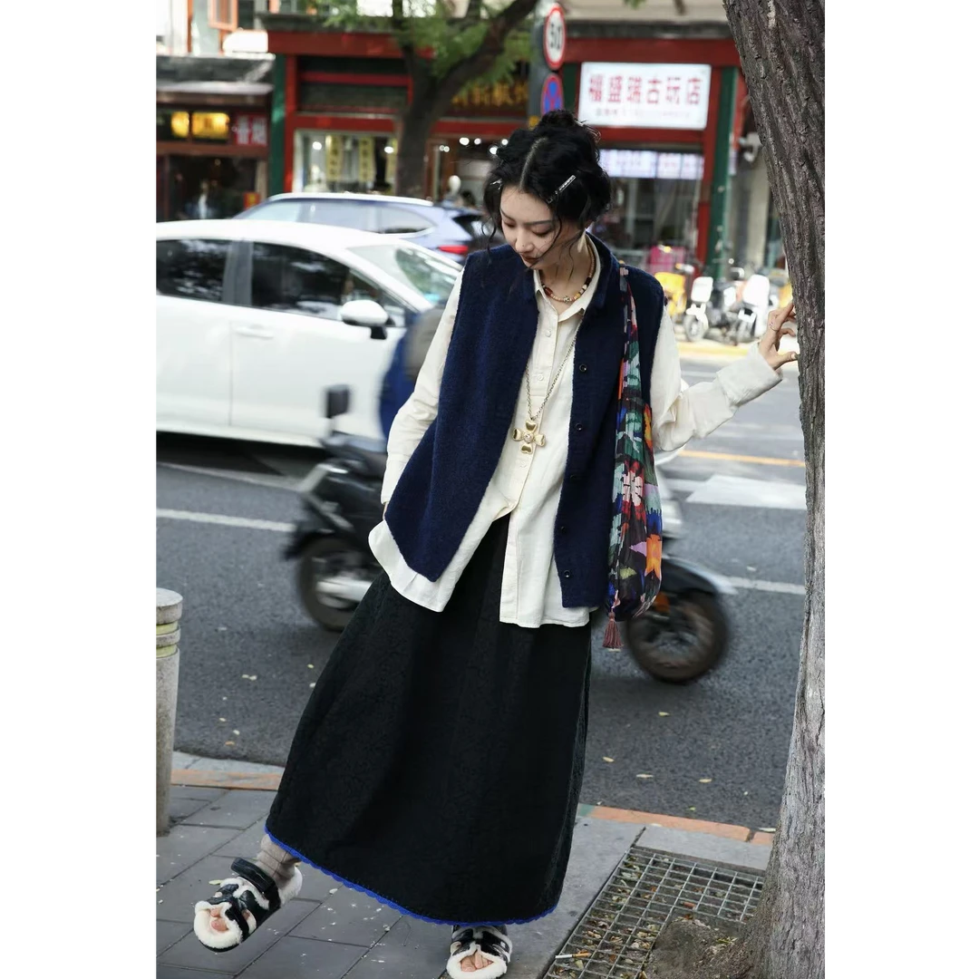 万物身客 TU-Q332013 棉质廓型感松紧腰花苞裙中长款半裙