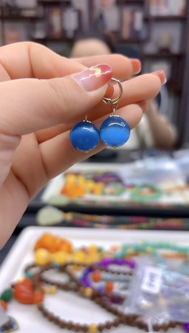 【闪购商品】碧玺猫眼耳饰14K金镶嵌E609