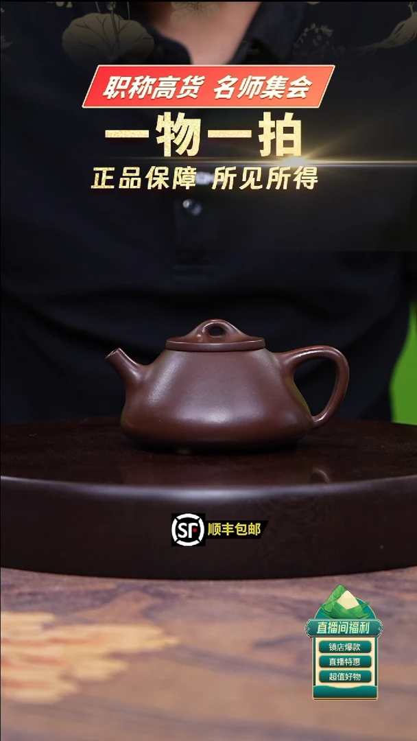 茶壶紫砂紫泥平盖子冶石瓢