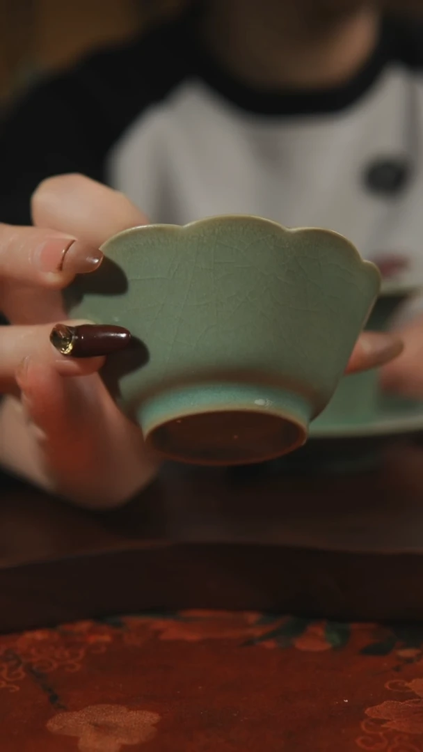 杯子瓷江**画汝州原产地原矿仿古老釉q