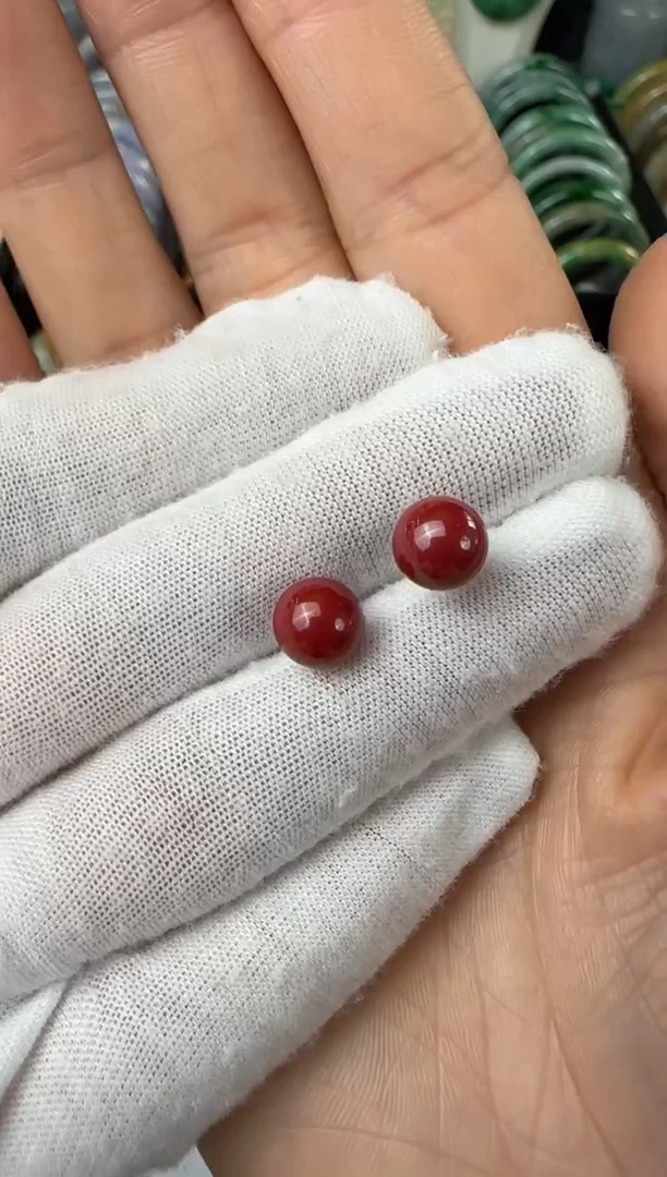 【闪购商品】玛瑙/玉髓耳钉未镶嵌朱砂
