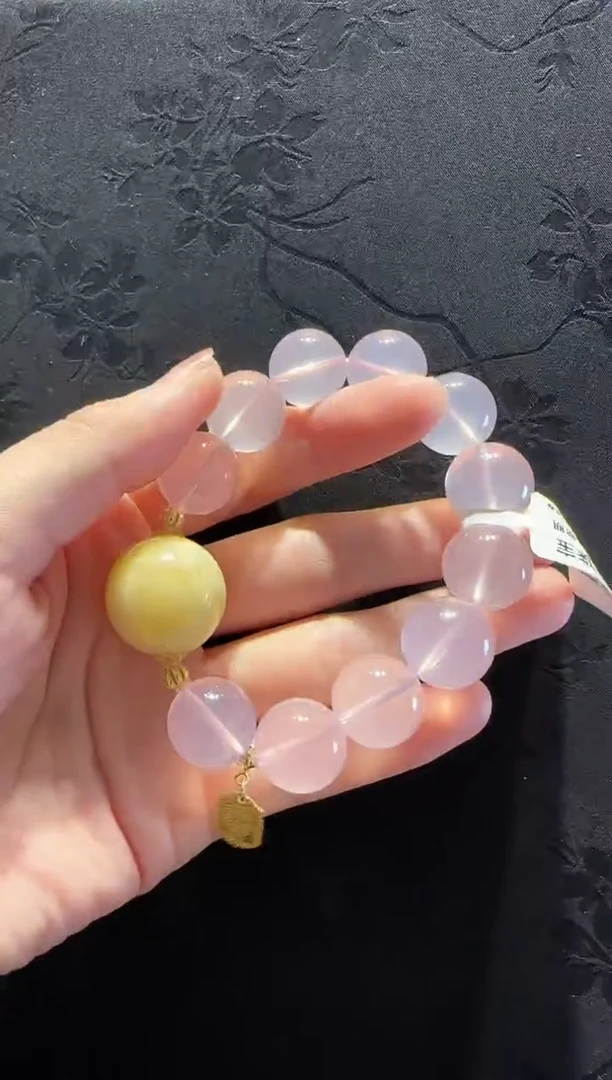18K金镶嵌手串水晶珠宝原创直播间15mm