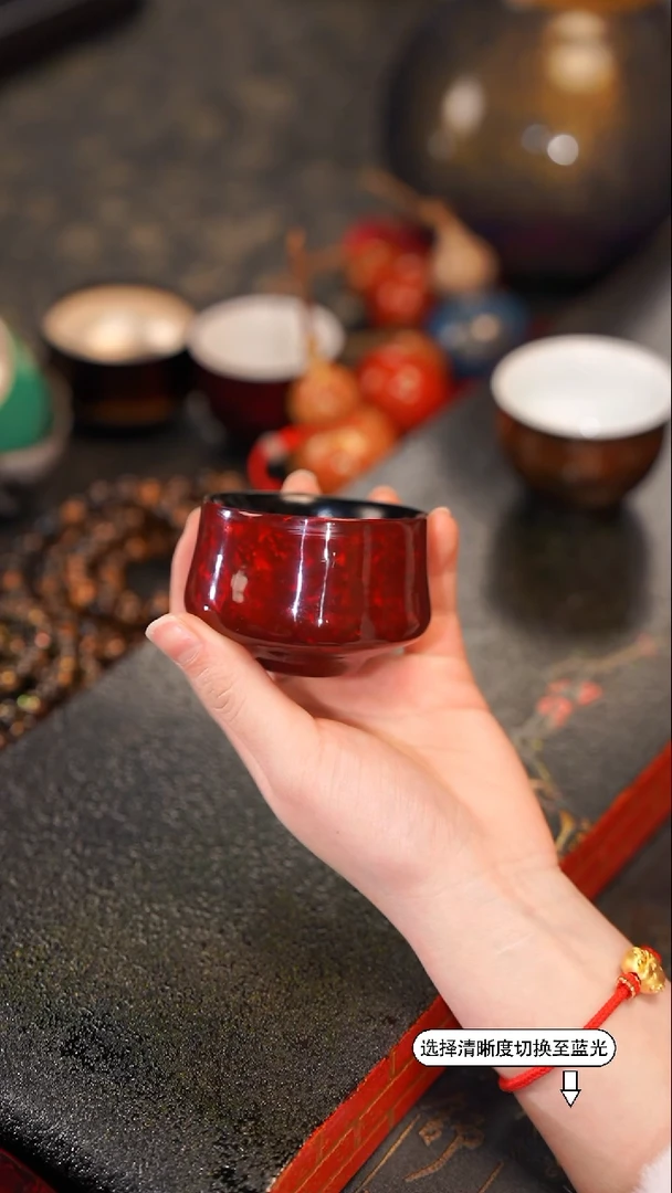 【闪购商品】沈绍安非遗漆器潘国建双层脱胎赤宝砂主人杯