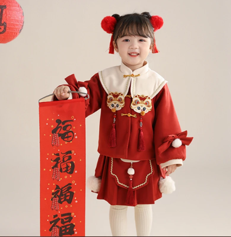 2024冬新款儿童韩版时尚加厚女宝宝冬款保暖连衣裙裤子