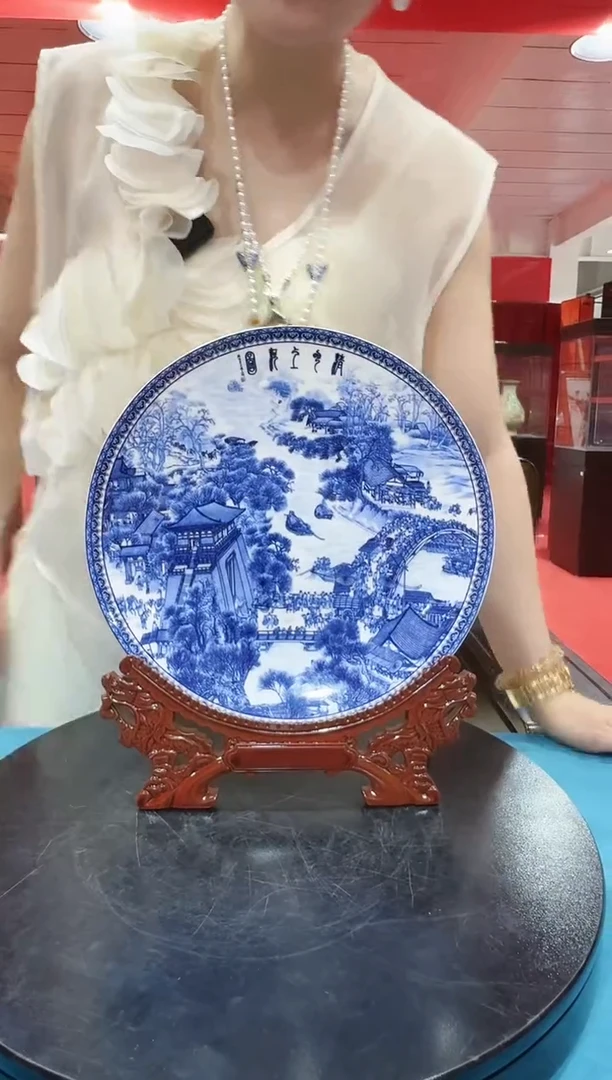 摆件《青花双绝》对盘礼盒装-XD