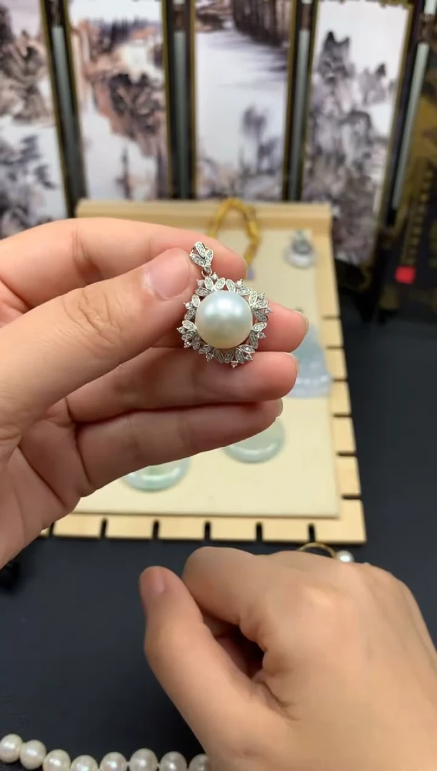 银S925镶嵌海水珍珠颈饰///////////////