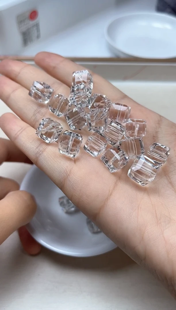 水晶珠宝半成品未镶嵌B1401 白水晶方糖10mm10个15元