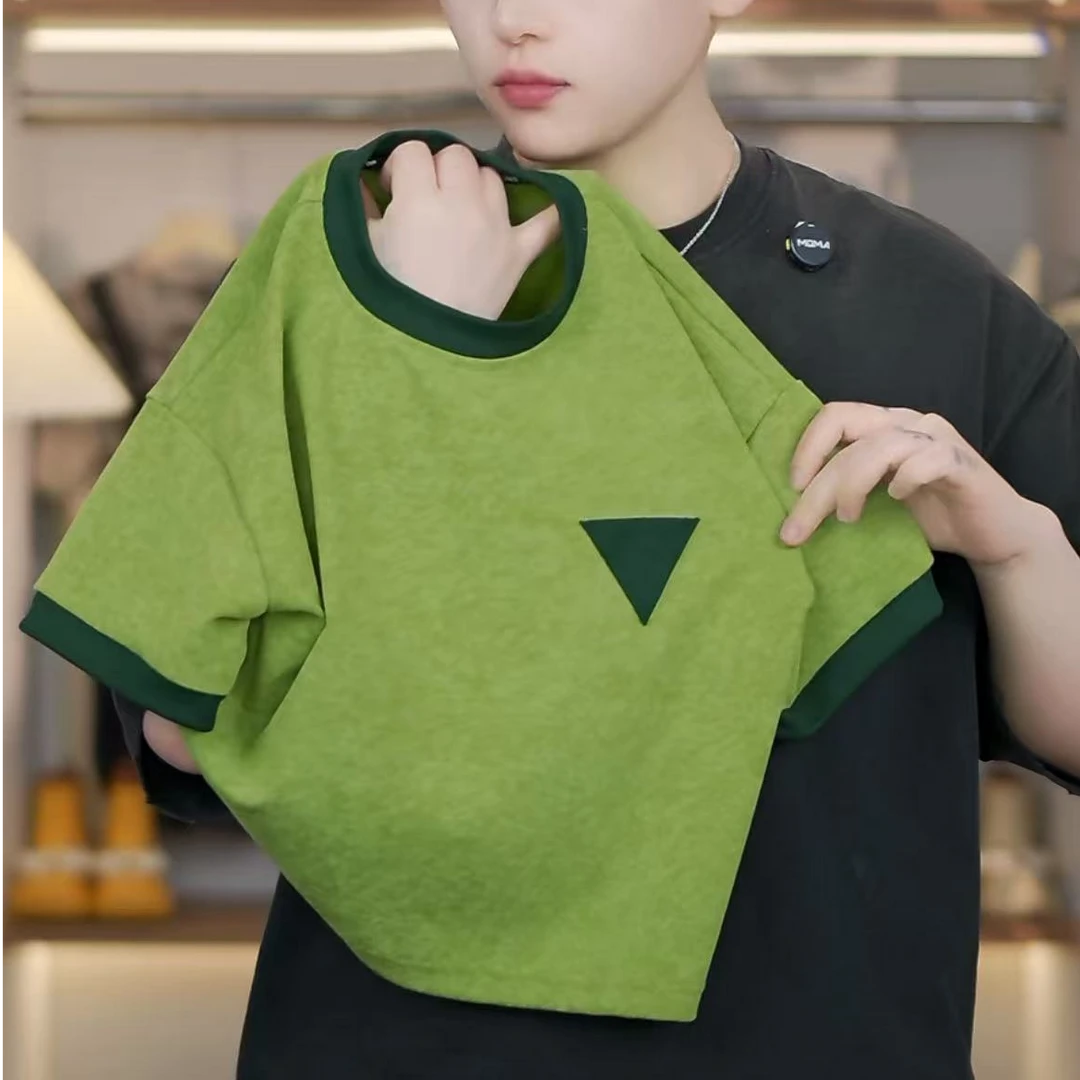 【小蛋壳】【现货】夏季儿童新款韩版短袖圆领薄款三角纯色宽松T恤